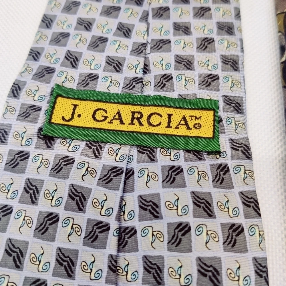 J Garcia Mens Silk Neck Tie Banyan Trees Vintage 1996 90s 1990s